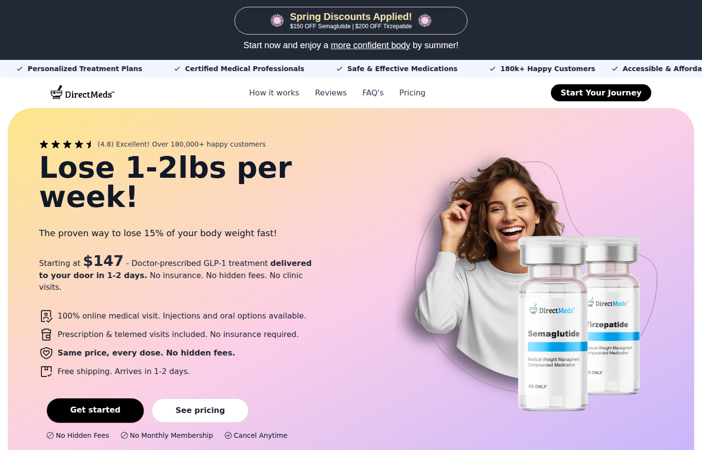 DirectMeds Homepage — GLP-1 Weight Loss Provider